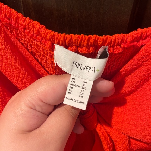 Forever 21 Orange Cropped Tank Top with Front Tie and Ruffle Straps - Picture 3 of 6